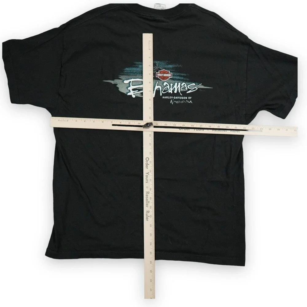 VTG Harley Davidson Shirt Nassau‎ Bahamas Mens Large Black Steel Spellout USA